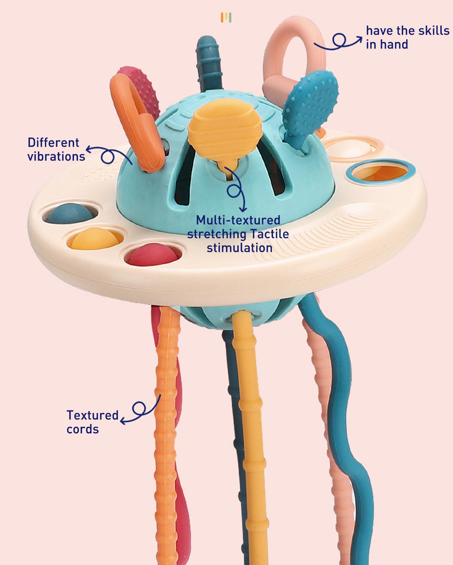 Tenta Play Pull Toy – colorful sensory baby toy with textured pull cords