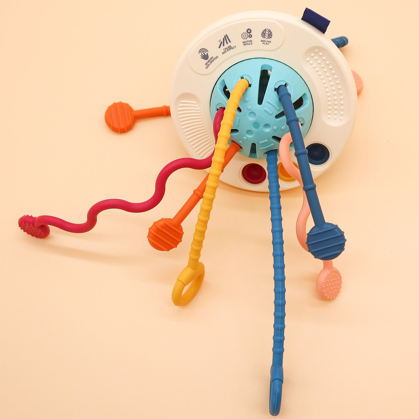 Tenta Play Pull Toy – colorful sensory baby toy with textured pull cords