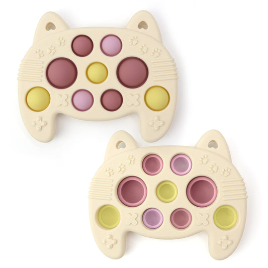PopKit Controller Toy – cat-shaped silicone fidget pop toy in pastel colors