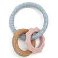Mini Wander Chew baby teether with silicone and wooden rings in soft colors