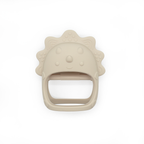 Beige Dino Bite silicone teether with easy grip for babies