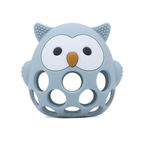 Wisebite Teether in dusty blue – owl-shaped silicone teether for babies