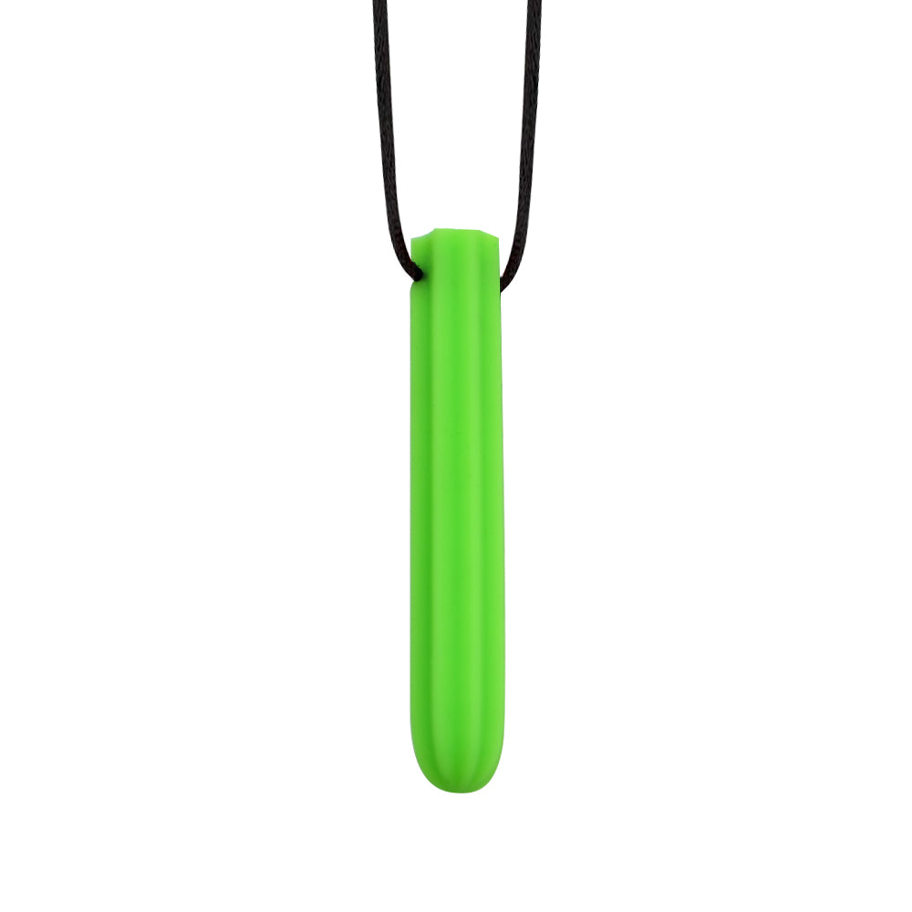 Chomp & Calm green silicone chew necklace – sensory teether for kids