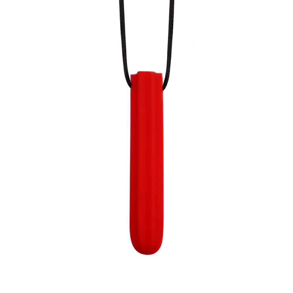 Chomp & Calm red silicone chew necklace – sensory teether for kids
