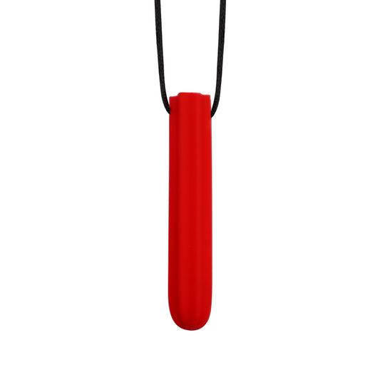 Chomp & Calm red silicone chew necklace – sensory teether for kids