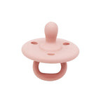 Soothe Dot baby pacifier in rose pink – soft one-piece silicone soother