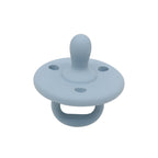 Soothe Dot baby pacifier in dusty blue – soft one-piece silicone soother
