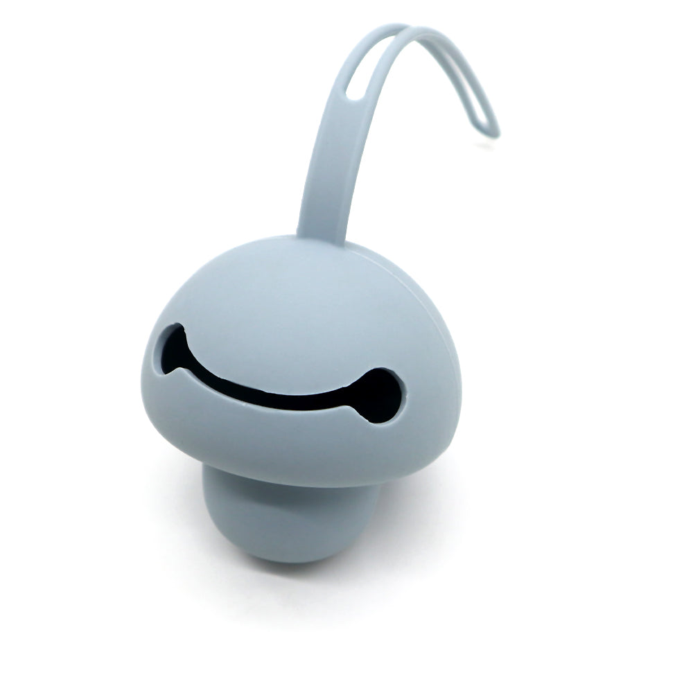 Soother Bell Case in dusty blue – silicone pacifier holder with loop handle