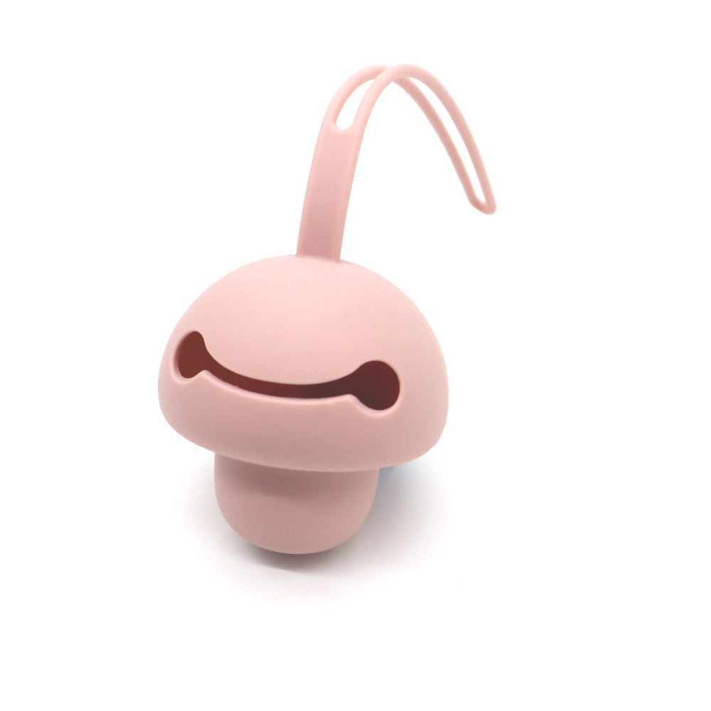 Soother Bell Case in rose pink – silicone pacifier holder with loop handle