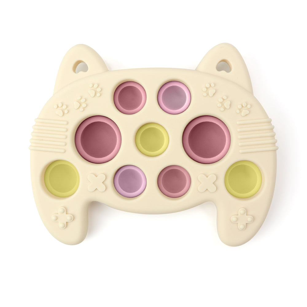 PopKit Controller Toy – cat-shaped silicone fidget pop toy in pastel colors
