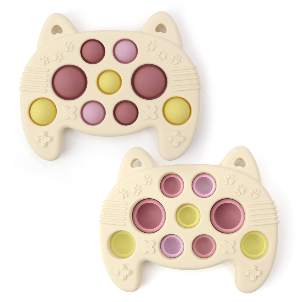 PopKit Controller Toy – cat-shaped silicone fidget pop toy in pastel colors